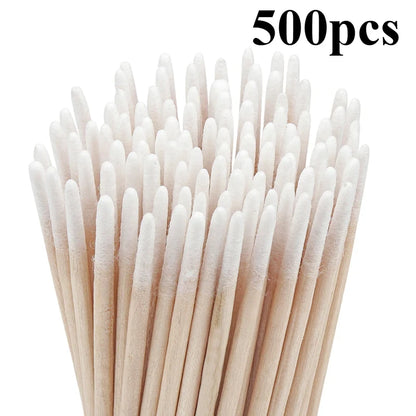 100/300/500 Pcs Disposable Ultrasmall Cotton Swab Brush Lint-Free Micro Wood Makeup Brushes for Eyelash/Tattoo Cleaning, Tattoo Accessories