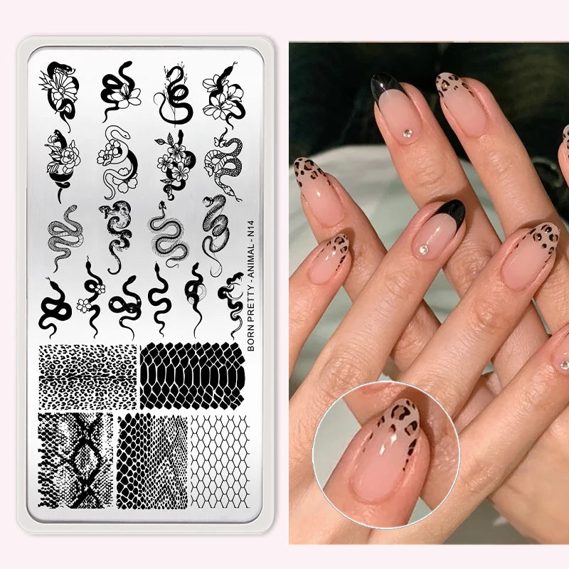 BORN PRETTY Stamping Plate Snowflake Winter Christmas Flower Snakes Design For Nail Polish Printing Template Tools Supplies