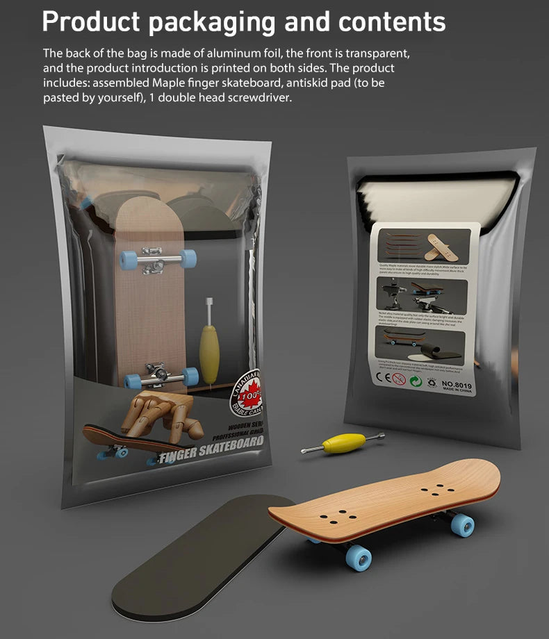 Puzzle Toy Finger Skateboard Maple Wood Fingerboard Hobbies Novelty Anti Stress Sensory Toys For Boy Mini Funny Cute Skate Gift