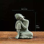 Buddha Garden Statue Fish Tank Decoration Mini Buddhism Figurine Desk Tablescape Decor Home Zen Statue Green Sandstone Thailand