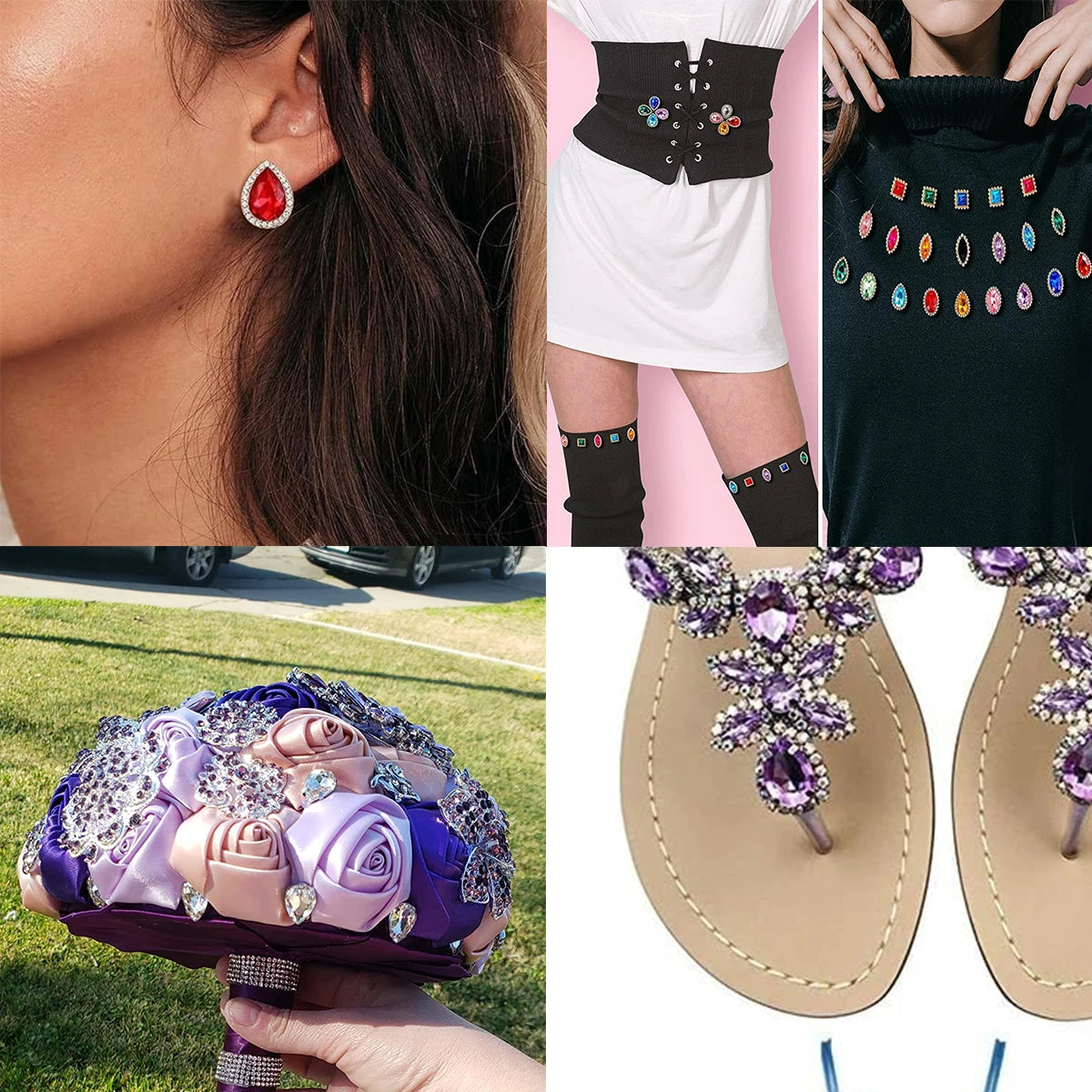 14x18mm, Sunflower Sewing Claw Rhinestones, Crystals Glass Beads, Buttons Stones, Sew On Rhinestone for Clothes, Sewing Accessories