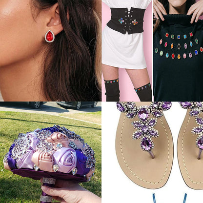 14x18mm, Sunflower Sewing Claw Rhinestones, Crystals Glass Beads, Buttons Stones, Sew On Rhinestone for Clothes, Sewing Accessories