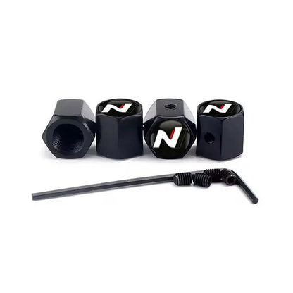 4Pcs Car Wheel Tire Valve Caps Air Stem Covers For N Line Sonata Tucson Azera Elantra Veloster Kona Santa Accessories
