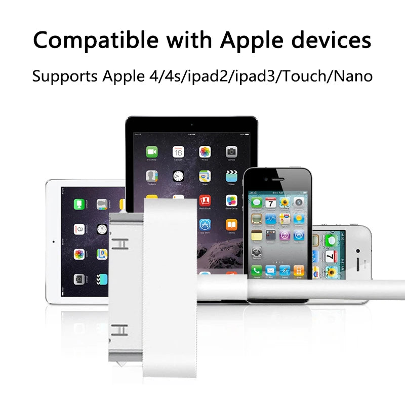 30 Pin Cord Adapter Accessories For iPhone 4 4s 3G 3GS iPad 1 2 3 iPod Touch Charging Data Cable USB Charger Phone Accessories