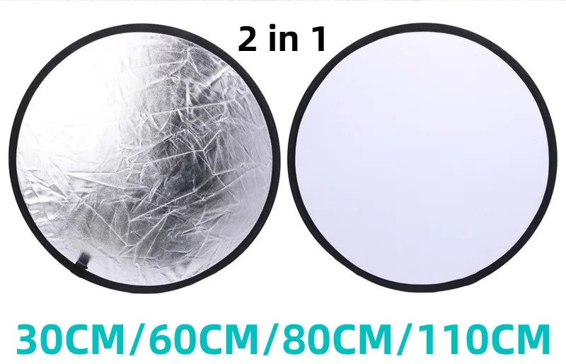 RF01 24" Reflector 5-in-1 30CM 60CM 80CM 110CM Silver White Gold Portable Collapsible Soft Light Round Photography for Studio 2-in-1