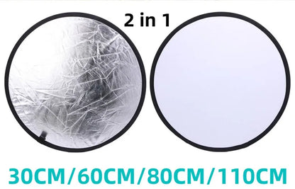 RF01 24" Reflector 5-in-1 30CM 60CM 80CM 110CM Silver White Gold Portable Collapsible Soft Light Round Photography for Studio 2-in-1