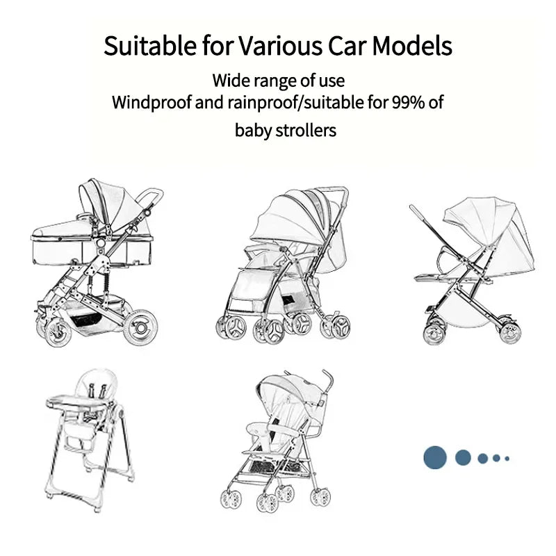 Universal Stroller Rain Cover Baby Car Weather Wind Sun Shield Transparent Breathable Trolley Umbrella Raincoat Accessories