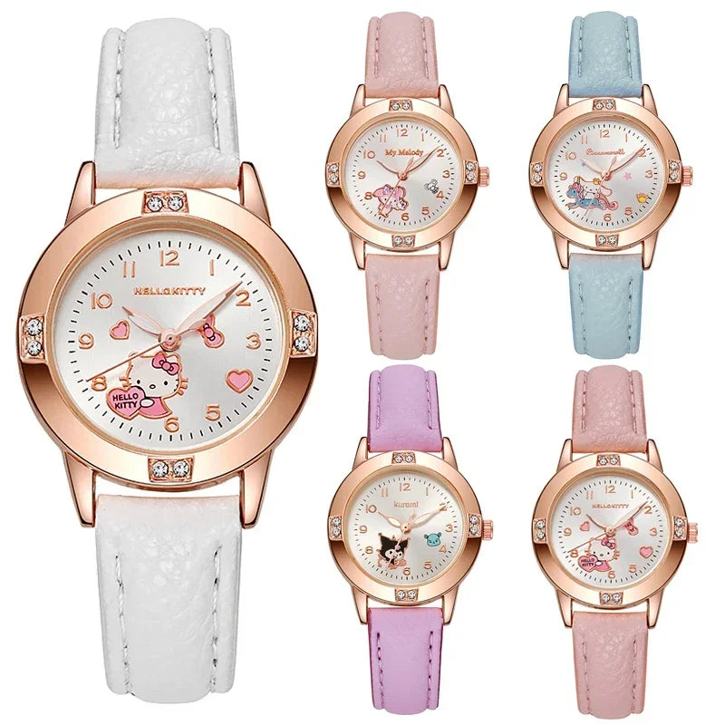 Hello Kitty Watch Kawaii Kuromi Cinnamoroll Quartz Casual Fashion Melody WristWatch Women Kid Girl Children Birthday Gift