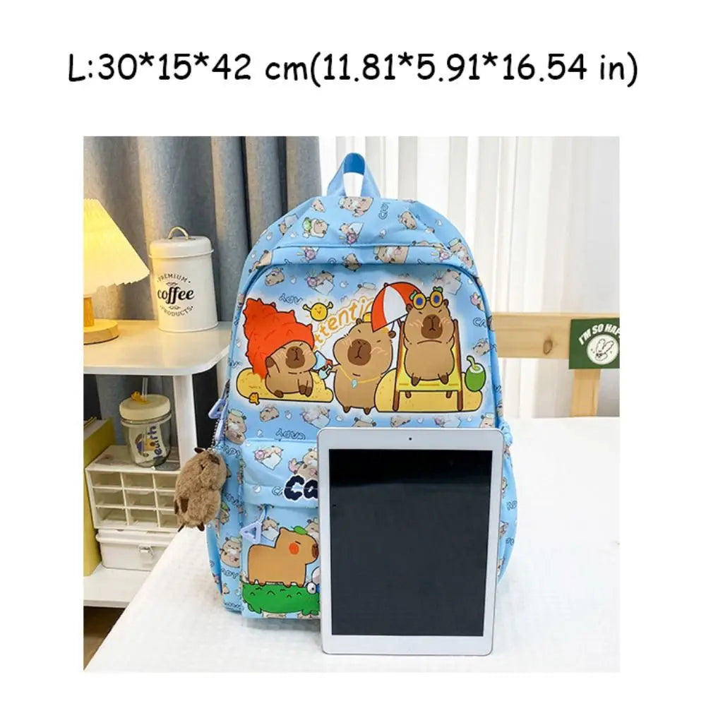 Cute Large Capacity Capybara Backpack, Cartoon Breathable Student Schoolbag, Nylon Ultra-light Book Bag, Back to school Girl