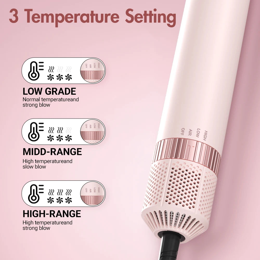 5-in-1 detachable hair dryer brush styling system, fast drying, curling, smoothing, and styling, automatic curling iron