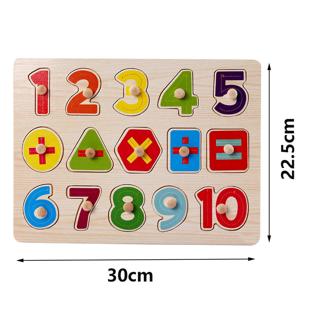 Juguetes Montessori de madera para niños de 1, 2 y 3 años, juegos de combinación de formas de números y alfabetos, juguetes educativos tempranos para niños.