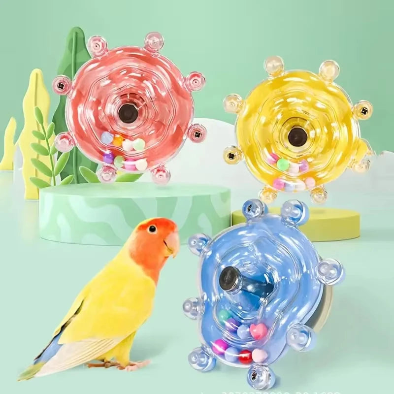 Interactive Parrot Toy Bird Cage Toy for Parrots Rotating Treat Dispenser, for Mental Stimulation and Entertainment