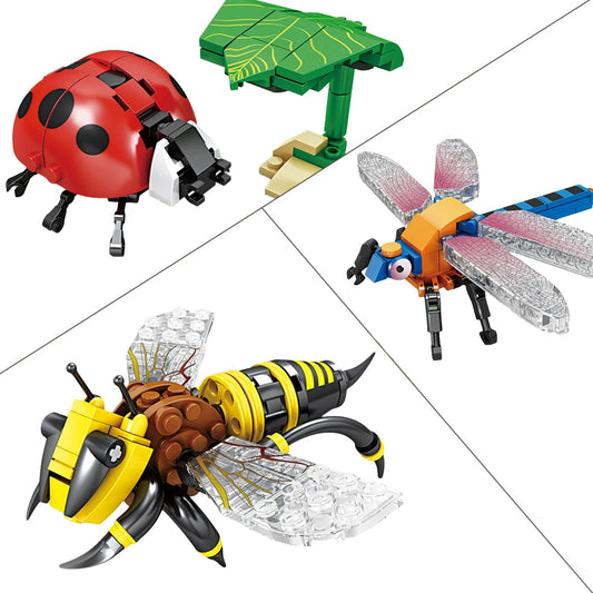 Ladybug Insects Building Blocks Toys Set - Long-Lasting Play for Kids, Great Collectible Models Dragonfly Mantis Housefly & More
