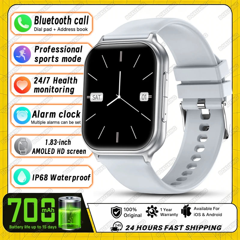 2026 New Bip 6 Pro Smart Watch Men Women Outdoor Sports Fitness Heart Rate GPS Track Bluetooth Call IP68 Waterproof Smartwatches