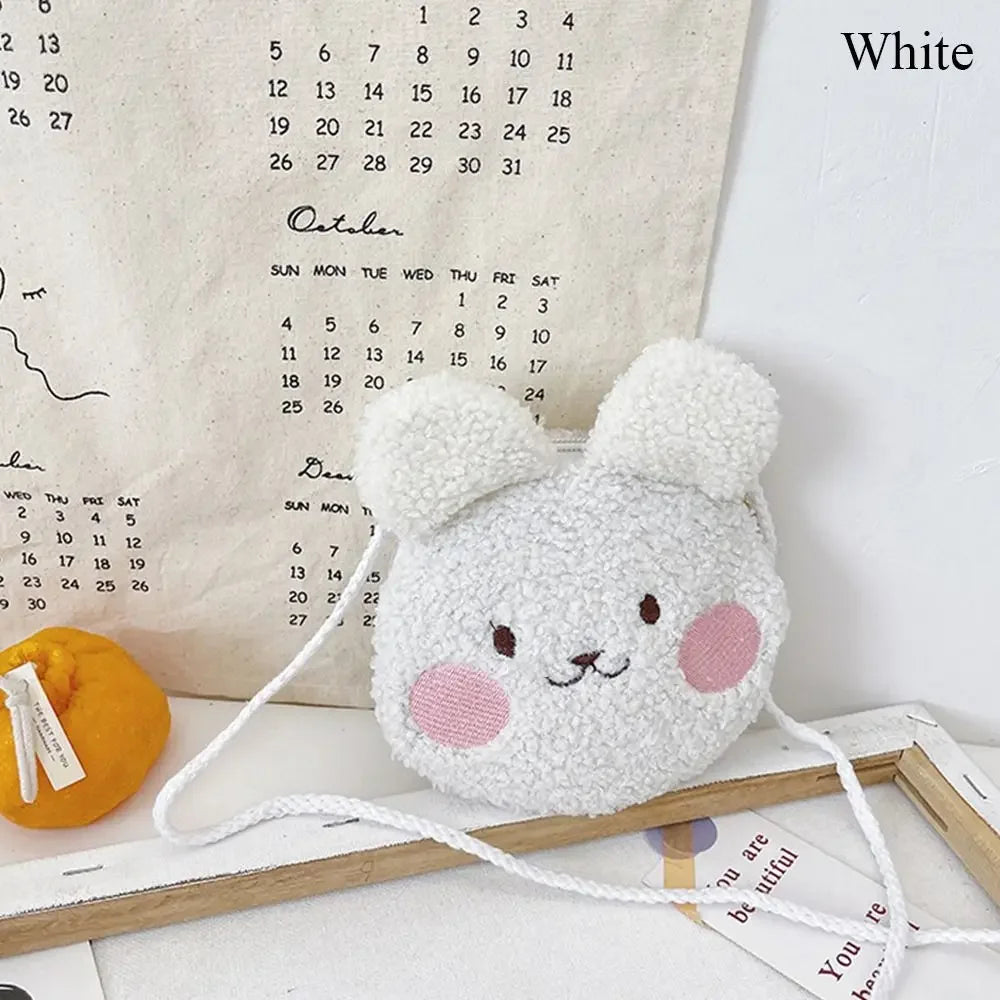New Cartoon Bear Girls Plush Shoulder Bag Autumn Winter Cute Kids Messenger Bag