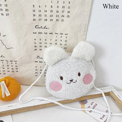 New Cartoon Bear Girls Plush Shoulder Bag Autumn Winter Cute Kids Messenger Bag
