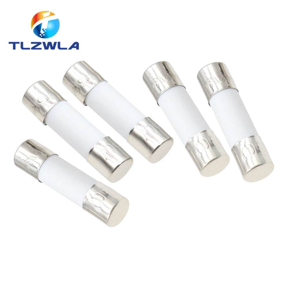 10PCS, 5X20MM 6X30MM Fast Blow Ceramic Fuse, 5*20mm 250V 0.1A 0.25A 0.5A 1A 1.5A 2A 2.5A 3A 3.15A 4A-30A Slow Break The Fuse Tube
