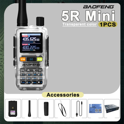 Baofeng UV 5R Mini Walkie Talkie Banda Aérea UHF/VHF Doble Vigilancia Doble PTT Programación Bluetooth Tipo-C Camping Radioaficionado Actualización 5R