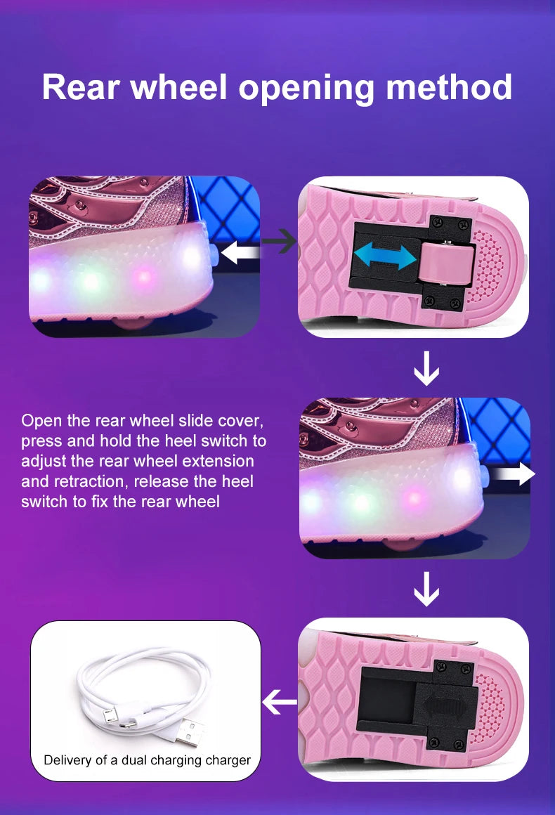 Sneakers Roller Shoes Outdoor Deformation Parkour Skates Dual-Use Children Girls Boys Adult Men Women Unisex Roller Skates