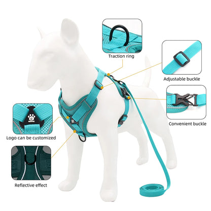 Arnés y correa para gatos para perros pequeños, reflectante, ajustable, para exteriores, para cachorros y gatitos, dispositivo de tracción, entrenamiento táctico, suministros para mascotas
