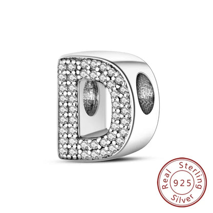 925 Sterling Silver 26 Letters Charms A-Z Alphabet Beads Fit Original Bracelet for Women Girl DIY Fine Jewelry Gift