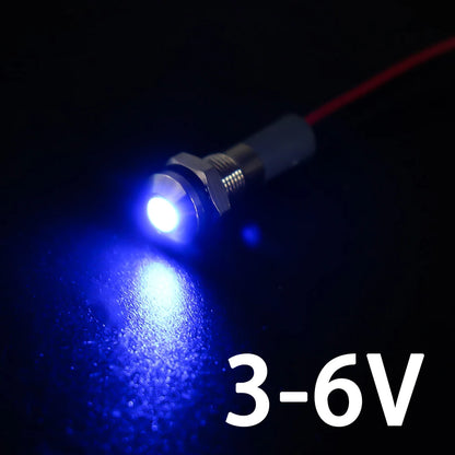 1PC IP65 6mm LED Waterproof Metal Indicator Light Signal Lamp With Wire 5V 12V 24V 220V Red/Yellow/Blue/Green/White Metal Button