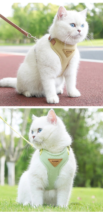 Escape Proof Cat Harness with Leash, Adjustable Soft Vest, Pet Walking Set for Outdoor, Kitty Safety No Pull Comfort Design