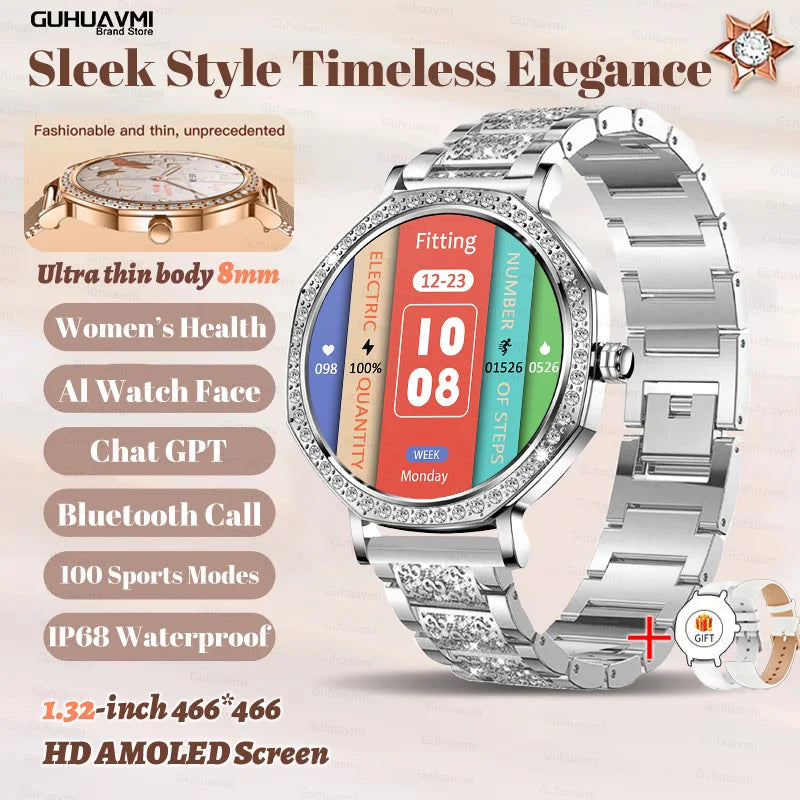 2026 Ultra Thin Women Smart Watch Screen Always Display Time Sports Bracelet Bluetooth Call Fashion Smartwatch Ladies Best Gift