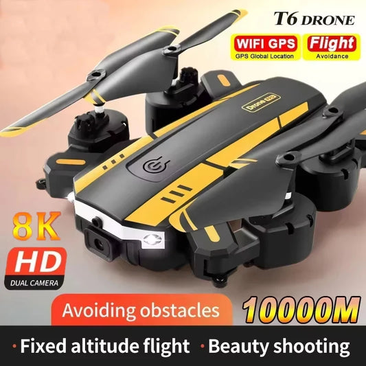T6 Drone 8K Professional 4K HD GPS Camera Obstacle Avoidance Aerial Photography Optical Flow Foldable Quadcopter 1KM Universal