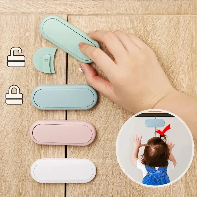 3/5/10Pcs, Children's Drawer Safety Latch, Cabinet Door Protection, Baby Anti Pinch Hand Invisible Lock, Opposite Door Wardrobe Lock