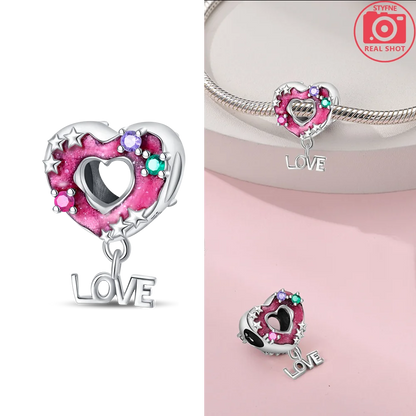 Charms 925 Silver Blue Original Stars Heart Zircon Chameleon Panda Glass Beads Fit Bracelet Jewelry Women Diy Accessories