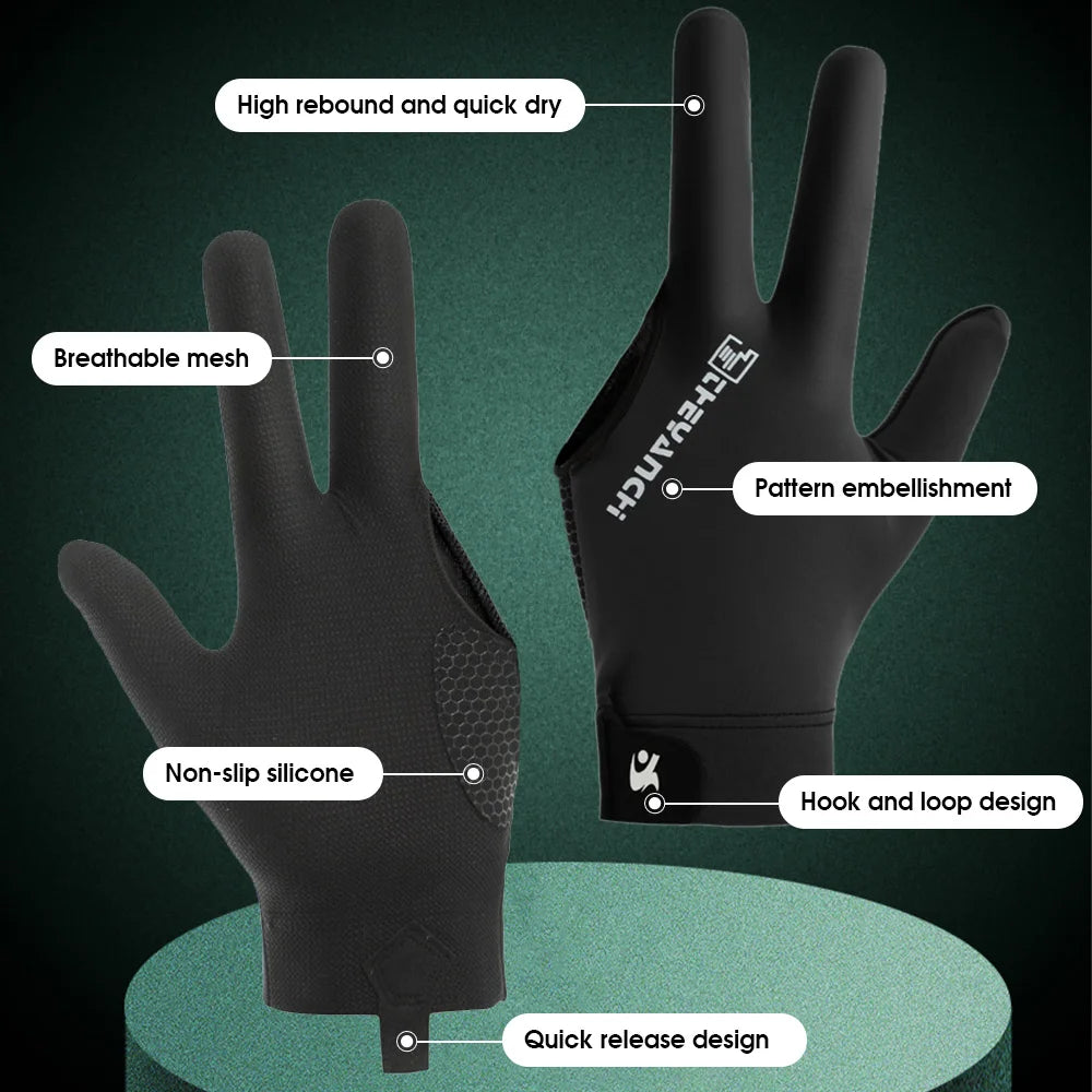 Pool Player Gloves Comfortable Billiard Glove 3 Finger Pool Gloves Lightweight Pool Table Glove