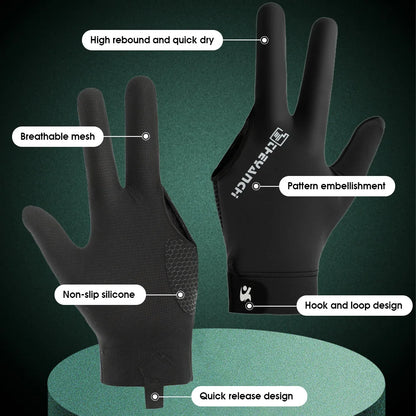 Pool Player Gloves Comfortable Billiard Glove 3 Finger Pool Gloves Lightweight Pool Table Glove