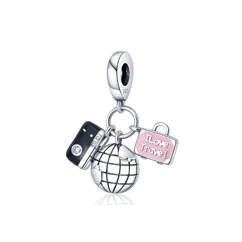 Pink Bead Bag Perfume Lipstick high heels Pendant fit Original Bracelet Accessories DIY Jewelry Women 925Silver Gift Trunk Charm