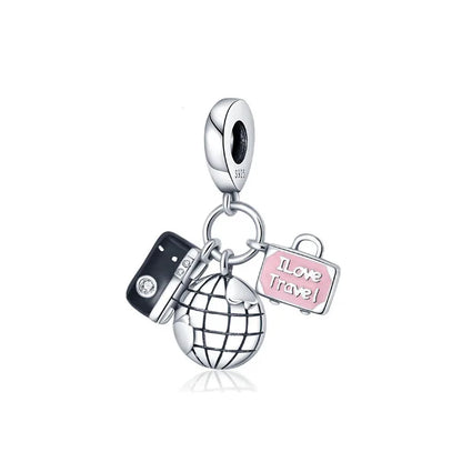 Pink Bead Bag Perfume Lipstick high heels Pendant fit Original Bracelet Accessories DIY Jewelry Women 925Silver Gift Trunk Charm