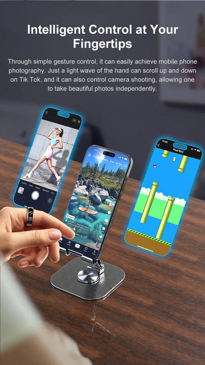 R11C Smart Ring, Men Women, Display Screen Gesture Swipe Video Smartring Waterproof Heart Rate Sleep Monitor Qring for Android IOS