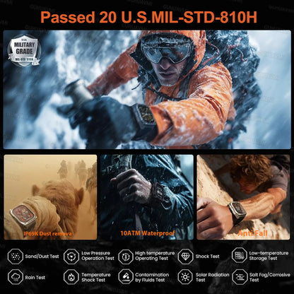 2026 New Military 1400mAh Battery Smart Watch LED Flashlight 10ATM Waterproof Heart Rate Voice Call Men 120+Sports Smart watchs