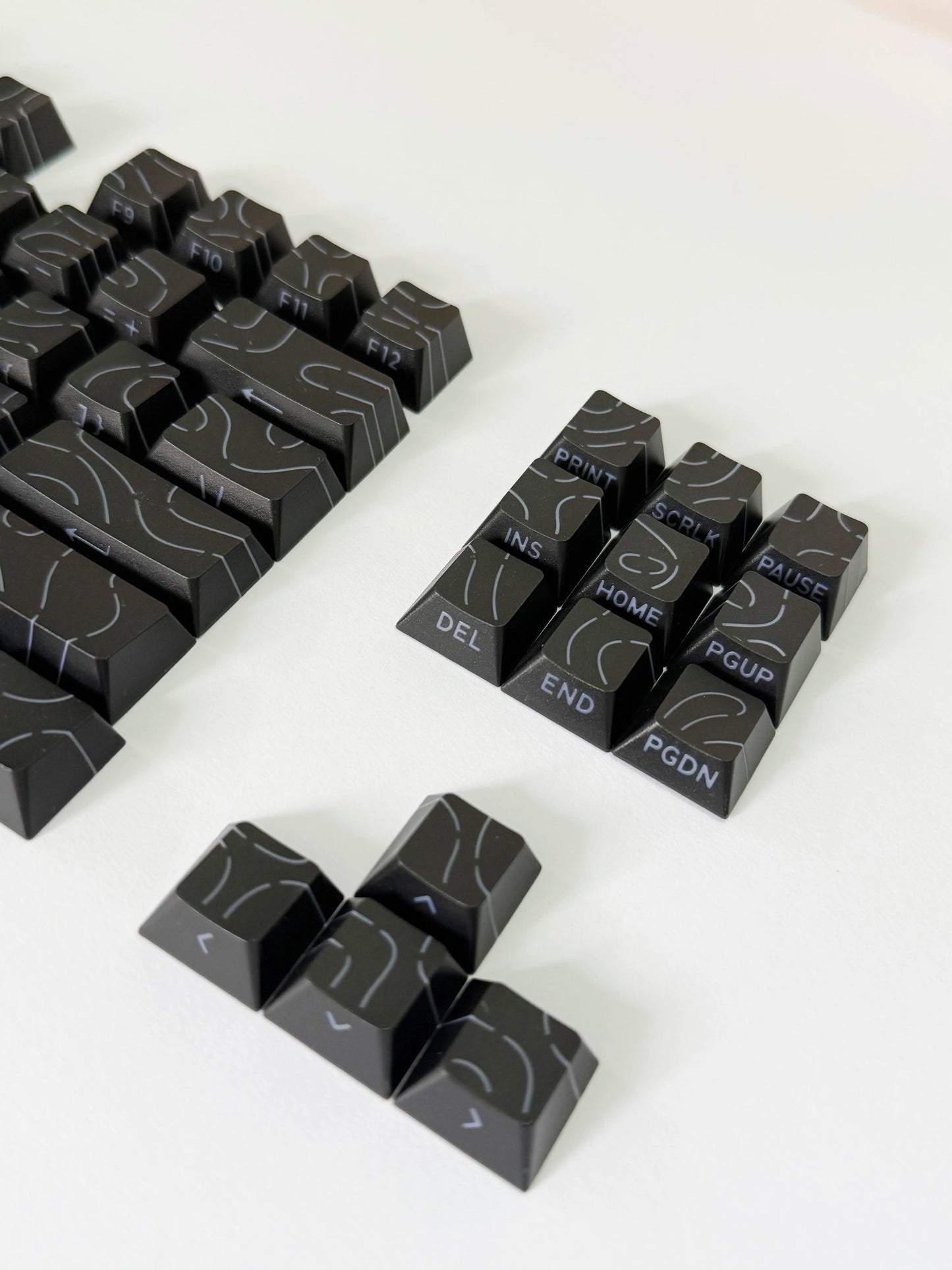 Contour Lines Translucent Keycaps Side Engraving Cherry Profile Black White Key Cap 60 70 80 90 100 Layout Mechanical Keyboard