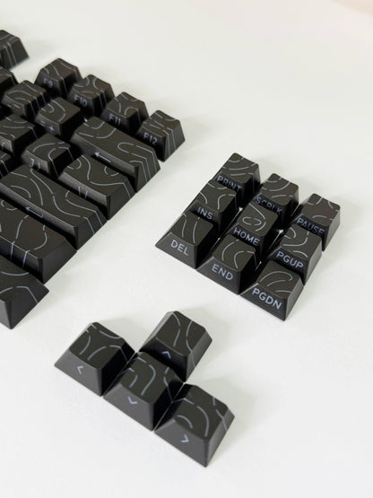 Contour Lines Translucent Keycaps Side Engraving Cherry Profile Black White Key Cap 60 70 80 90 100 Layout Mechanical Keyboard
