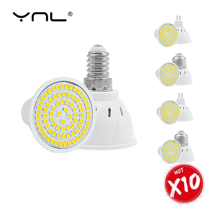 10PCS GU10 LED E27 Lamp E14 Spotlight Bulb 48 60 80leds Lampara 220V GU 10 Bombillas Led MR16 Lampada Spot Light