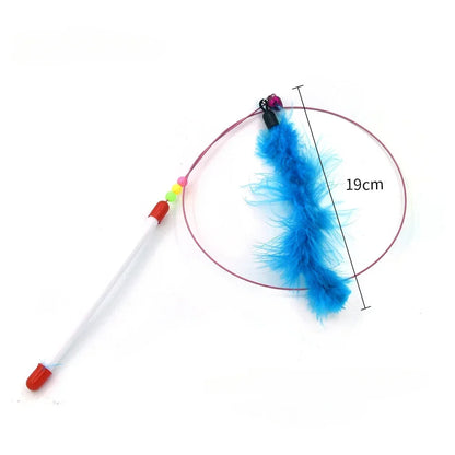 Interactive Cat Toy Hands-Free Cat Stick Playing Kitten Playing Teaser Wand Toy Suction Cup Bird/Feather Cat Wand Pet Supplies