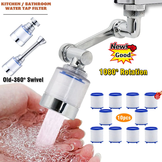 360/1080° Swivel Faucet Water Filter, Removes Chlorine, Heavy Metals, Filtered Shower Head, Soft/Hard Water Bath Filtration Purifier