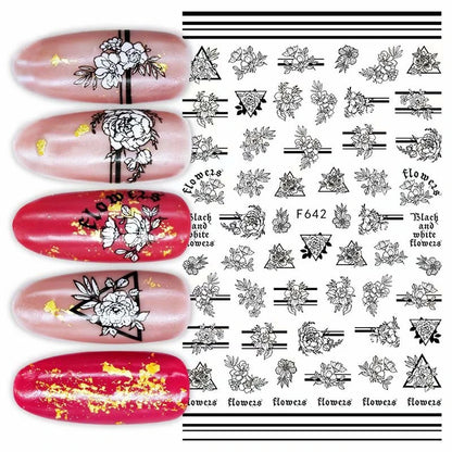 3d Nail Art Decals Tropical Palm Leaves Flowers Laces Faces Adhesive Sliders Nail Stickers Decoration For Nail Manicure