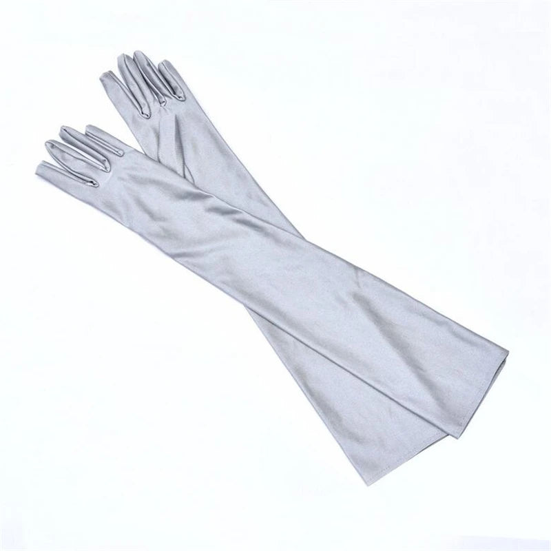Fashion Long Satin Gloves, Satin Opera Evening Party Prom Costume Glove, Black White Pink Gray Beige Red, New Hot Sale