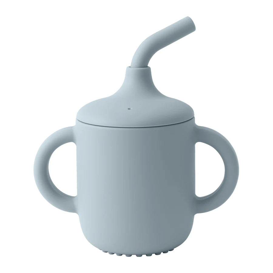 Color Kids 1Pcs Baby Learning Drinking Cup Portable Straw Detailed Comfortable Grip Silicone Double Ear Kids Sippy Cup Baby Stuff