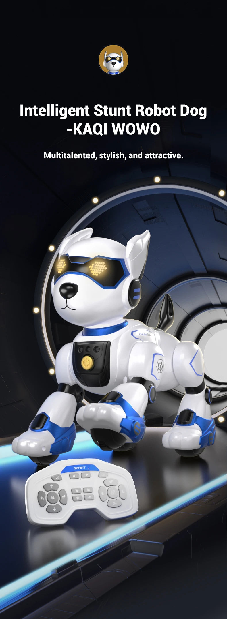 Funny RC Robot Electronic Dog Stunt Dog Voice Command Programmable Touch-sense Music Song Robot Dog for Boy Girls Children Toys