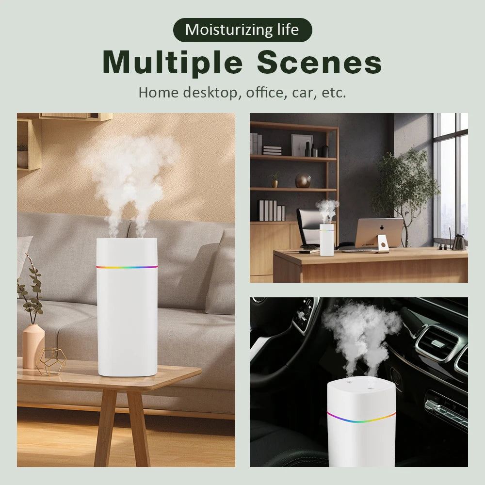 600ml Air Humidifier Nano Mist Maker Water Spray Aromatherapy Essential Oil Diffuser Mute Atomizer Colorful Light For Home Car