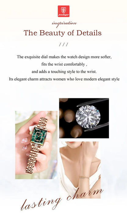 Luxury Watch For Woman, Waterproof Calendar High Quality Ladies Watch, Stainless Steel Quartz Women's Watches With Elegant Box, POEDAGAR