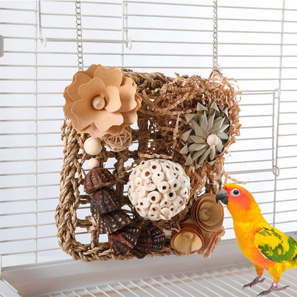 Bird Toys, Parakeet Toys Bird Foraging Toys Grass Mat Climbing Wall For Parakeet,Parrot,Cockatiel,Conure,Lovebird