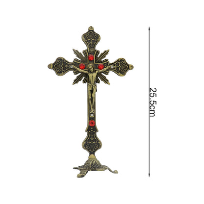 Jesus Crucifix Sculpture, Jesus Cross Statue Catholic Figurine Standing Crucifix for Home Altar, Living Room, Table, Bedroom